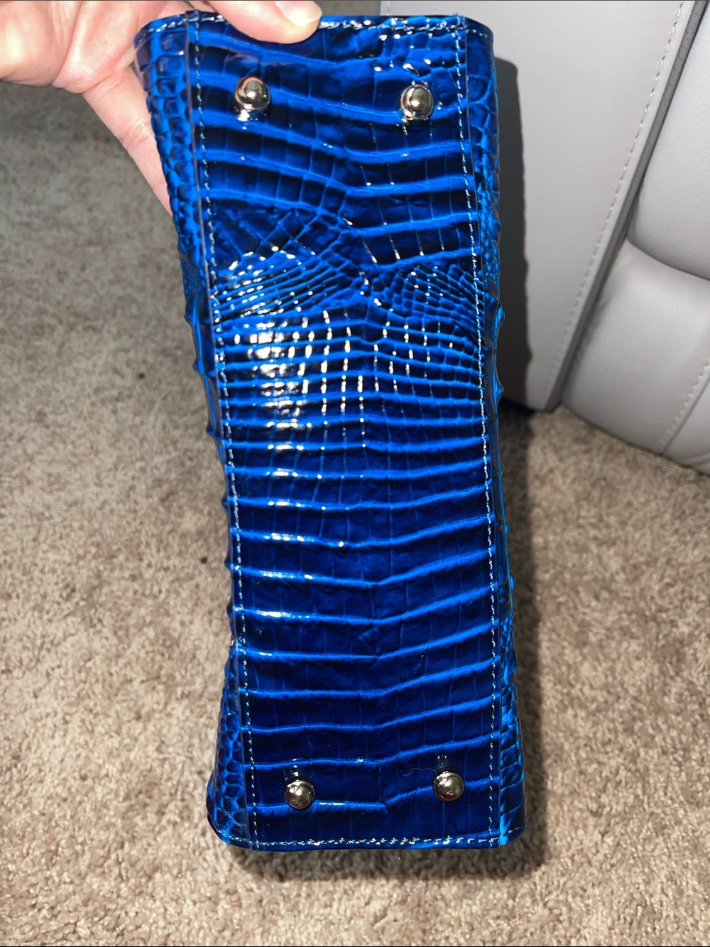 Brahmin Blue Croc-Embossed Satchel - Picture 6 of 8